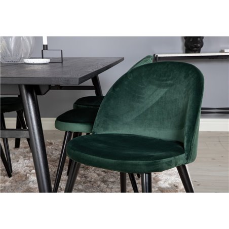 Velvet Dining Chair - Green / Black