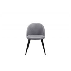 Velvet Dining Chair - Light Grey / Black