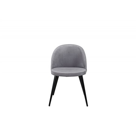 Velvet Dining Chair - Light Grey / Black