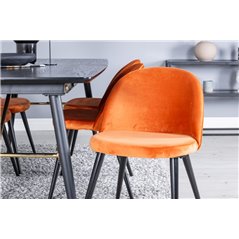 Velvet spisestuestol - Orange / Sort