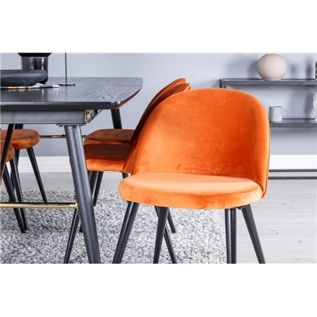 Velvet Dining Chair - Orange / Black