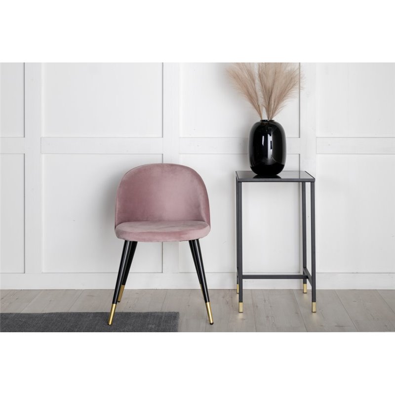 Velvet Dining Chair Brass - Pink / Black