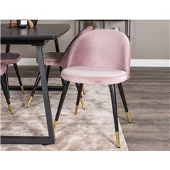 Velvet Dining Chair Brass - Pink / Black