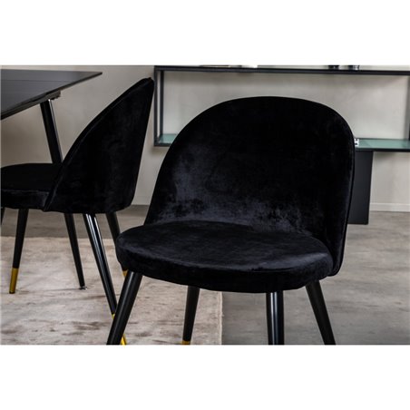 Velvet Dining Chair Brass - Black / Black