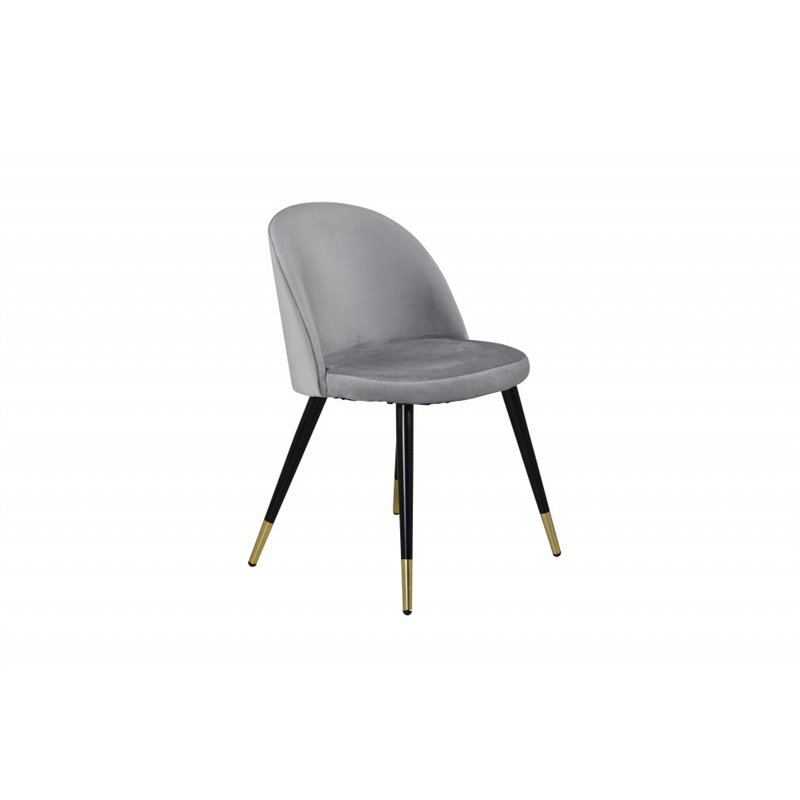 Velvet Dining Chair Brass - Light Grey / Black