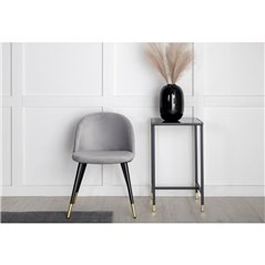 Velvet Dining Chair Brass - Light Grey / Black