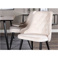 Velvet Deluxe Dining Chair - Black legs/ Beige velvet