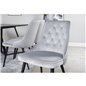 Velvet Deluxe Dining Chair - Black legs/ Light Grey velvet