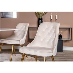 Matstol / Köksstol Velvet Lyx 2-Pack - Beige / Mässing