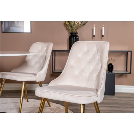 Velvet Deluxe Dining Chair - Børstet messingben / Beige Velvet