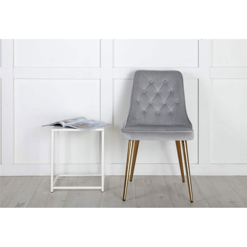 Velvet Deluxe Dining Chair - Brushed brass leg / Light GreyVelvet