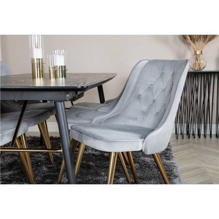 Velvet Deluxe Dining Chair - Brushed brass leg / Light GreyVelvet