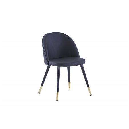 Velvet Dining chair brass w. stiches in back - Black / PU