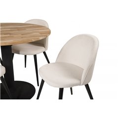 Spisebordsstol i fløjl - Sorte ben / Beige fløjlsbukser