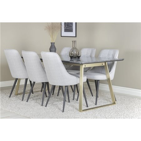 Estelle Dining Table 200*90 Black Marble / Matt Brass legs