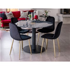 Estelle Dining Table round 106cm Black marble / Black Legs