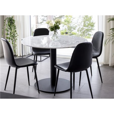 Estelle Dining Table round 106cm White marble / Black Legs