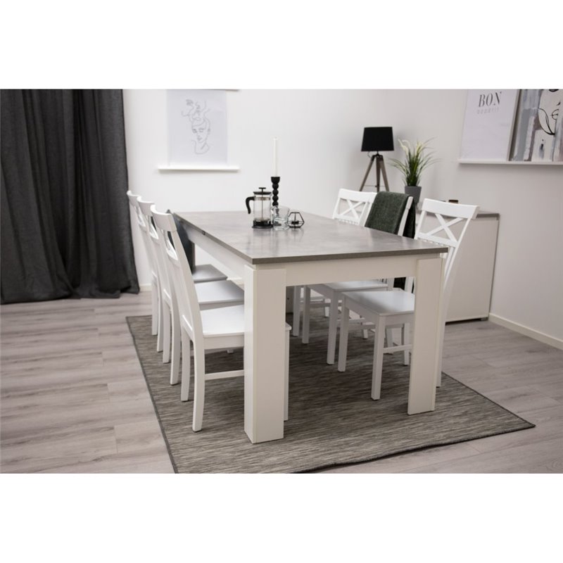 Ruokapöytä Lind 180 cm - Valkoinen / Betoni