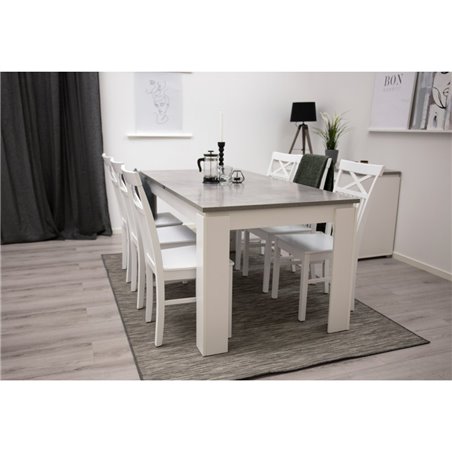 Ruokapöytä Lind 180 cm - Valkoinen / Betoni
