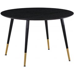 Dipp Dining Table - 115cm - Black Veneer / black legs w brass dipp