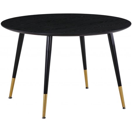 Dipp Dining Table - 115cm - Black Veneer / black legs w brass dipp