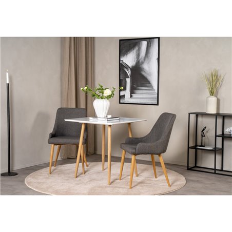 Polar dining table 75*75cm - White /oak-look legs