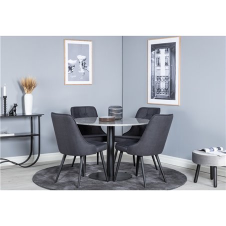 Razzia Dining Table 106cm -Grey Terazzo / Black