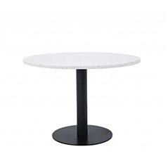 Razzia Dining Table 106cm -White Terazzo / Black
