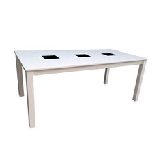 Spisebord Backagård 180x90 cm - Hvid / Sort Glas