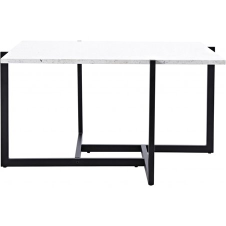 Hybrid Sofa Table 80*80 - White Terazzo/ Black