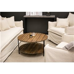 Soffbord Jakarta 80 cm - Mörk Trä / Svart