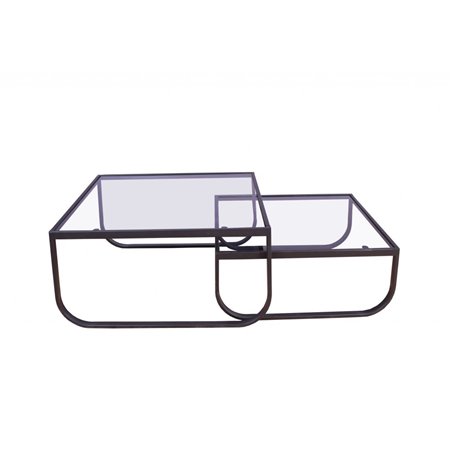Sofabord Rocker 2-Sæt 80/70 cm - Sort / Glas