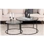 Twin Sofa Tables ø80+ø60 - Black / Pressed Glass