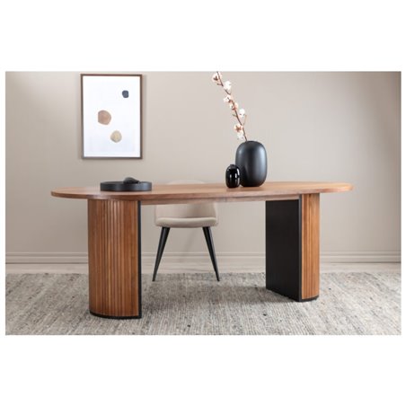 Bianca Oval Dining Table - Walnut / Black Veneer