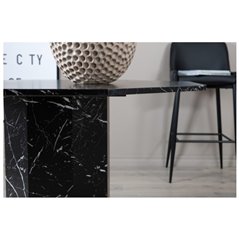 Marbs Round Dining Table - Black / Black Glass Marble