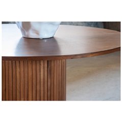 Bianca Round Dining Table - Walnut / Black Veneer