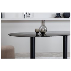 Pillan Oval Dining Table - Black / Black Glass Marble