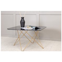 Tristar Sofa Table - Brushed Brass / Black glass Marble