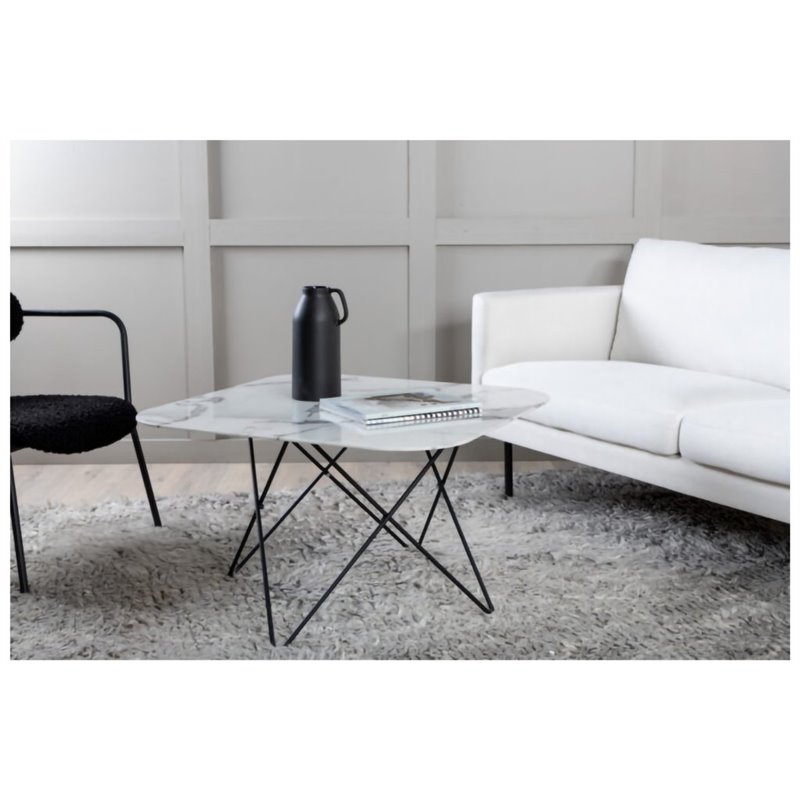 Tristar Sofa Table - Black / White Glass Marble