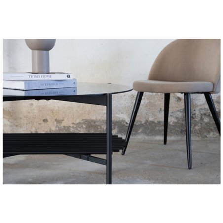 Von Staf Round Sofa Table - black / Black Smoked Glass glass