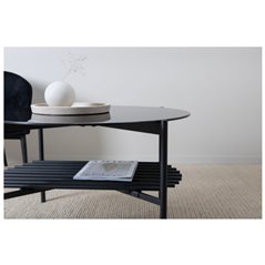 Von Staf Round Sofa Table - black / Black Glass Marble