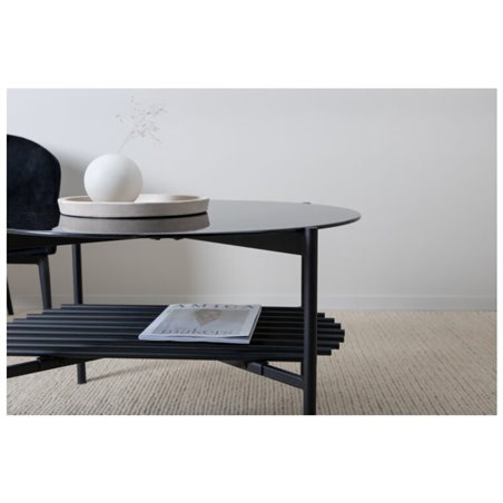 Von Staf Round Sofa Table - black / Black Glass Marble
