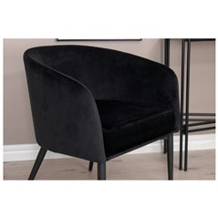 Fluffy Single Sofa - Black / Black Velvet