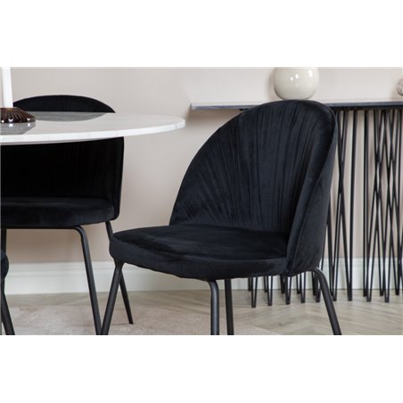 Wrinkles Dining Chair - Black Legs - Black Velvet