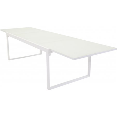 Udendørs bord / Spisebord Udtrækkeligt San torini 200 / 320x100 cm - Hvid / Glas