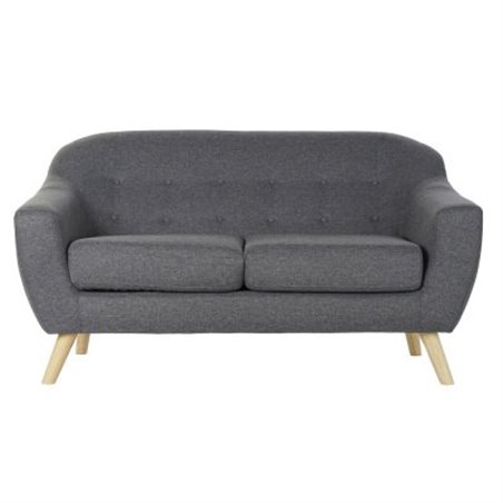 2-istuttava sohva DKD Home Decor Harmaa Polyesteri Kumipuu (146 x 72 x 82 cm)