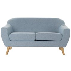 2-mans soffa DKD Home Decor Polyester Gummiträ Himmelsblå (146 x 84 x 82 cm)