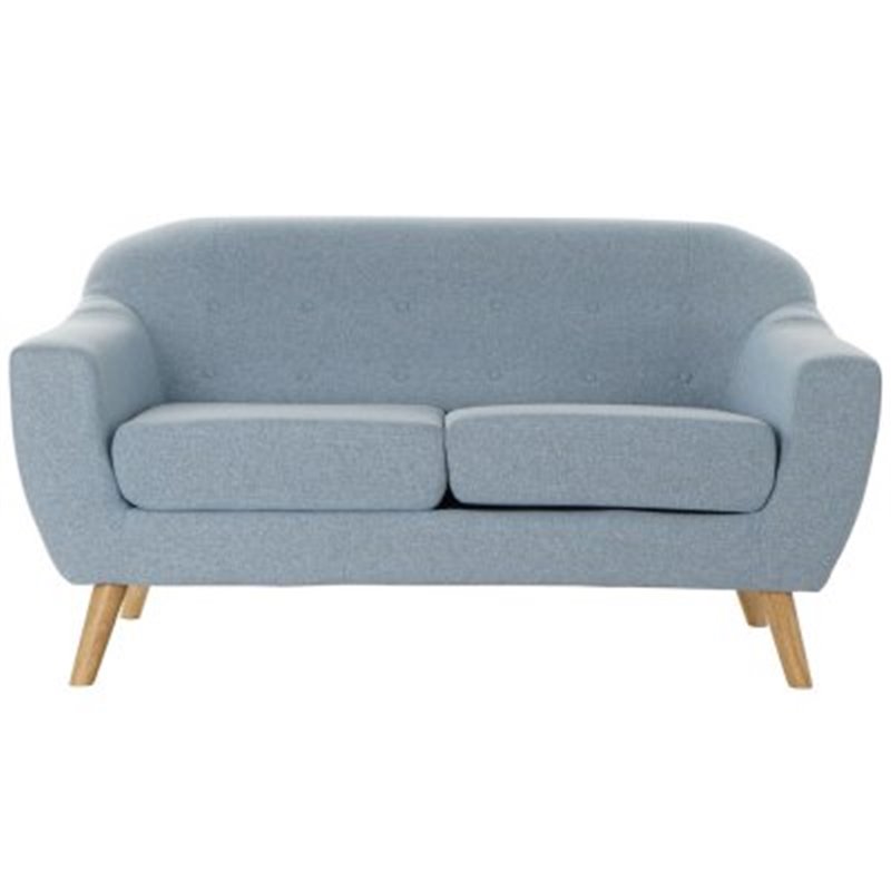 2-istuttava sohva DKD Home Decor Polyesteri Kumipuu Taivaansininen (146 x 84 x 82 cm)