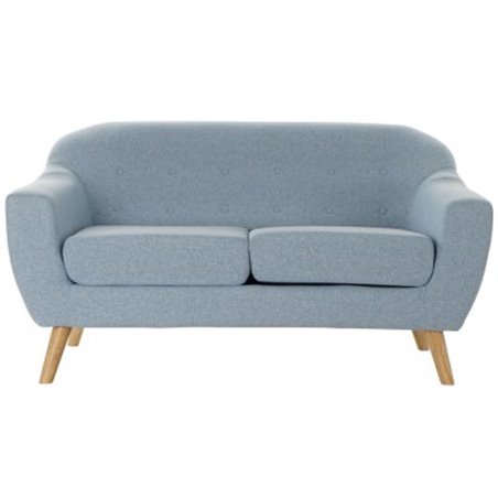2-istuttava sohva DKD Home Decor Polyesteri Kumipuu Taivaansininen (146 x 84 x 82 cm)