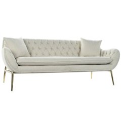 3-mans soffa DKD Home Decor Beige Polyester Metall Gyllene (195 x 90 x 78 cm)